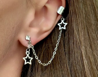 ピアス LAZY DAWN star cubic layered ear cuff LAZY DAWN】star cubic layered ear cuff C015〜イヤーカフ