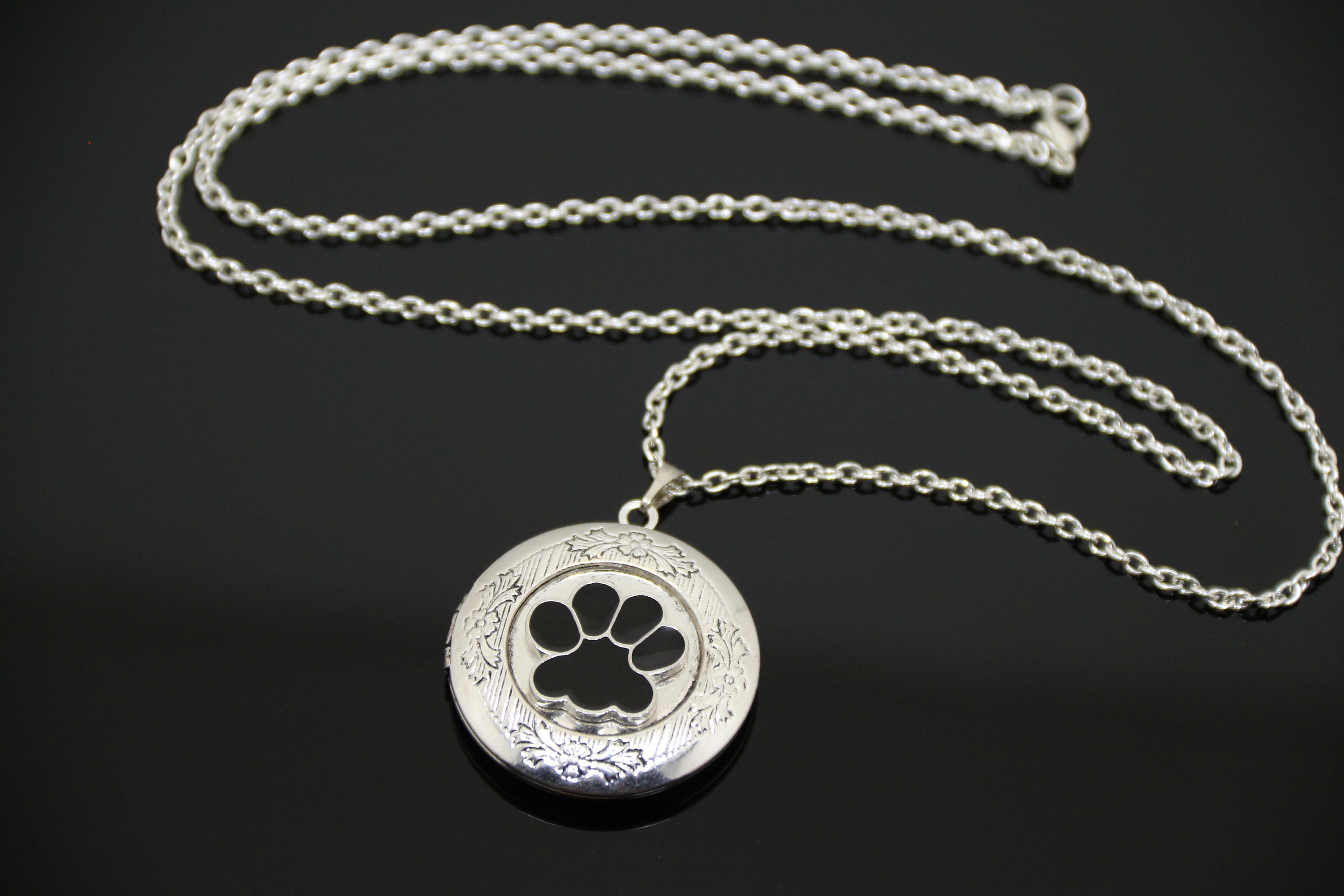 Pet memorial locket necklace Dog paw custom medallion Pet Etsy