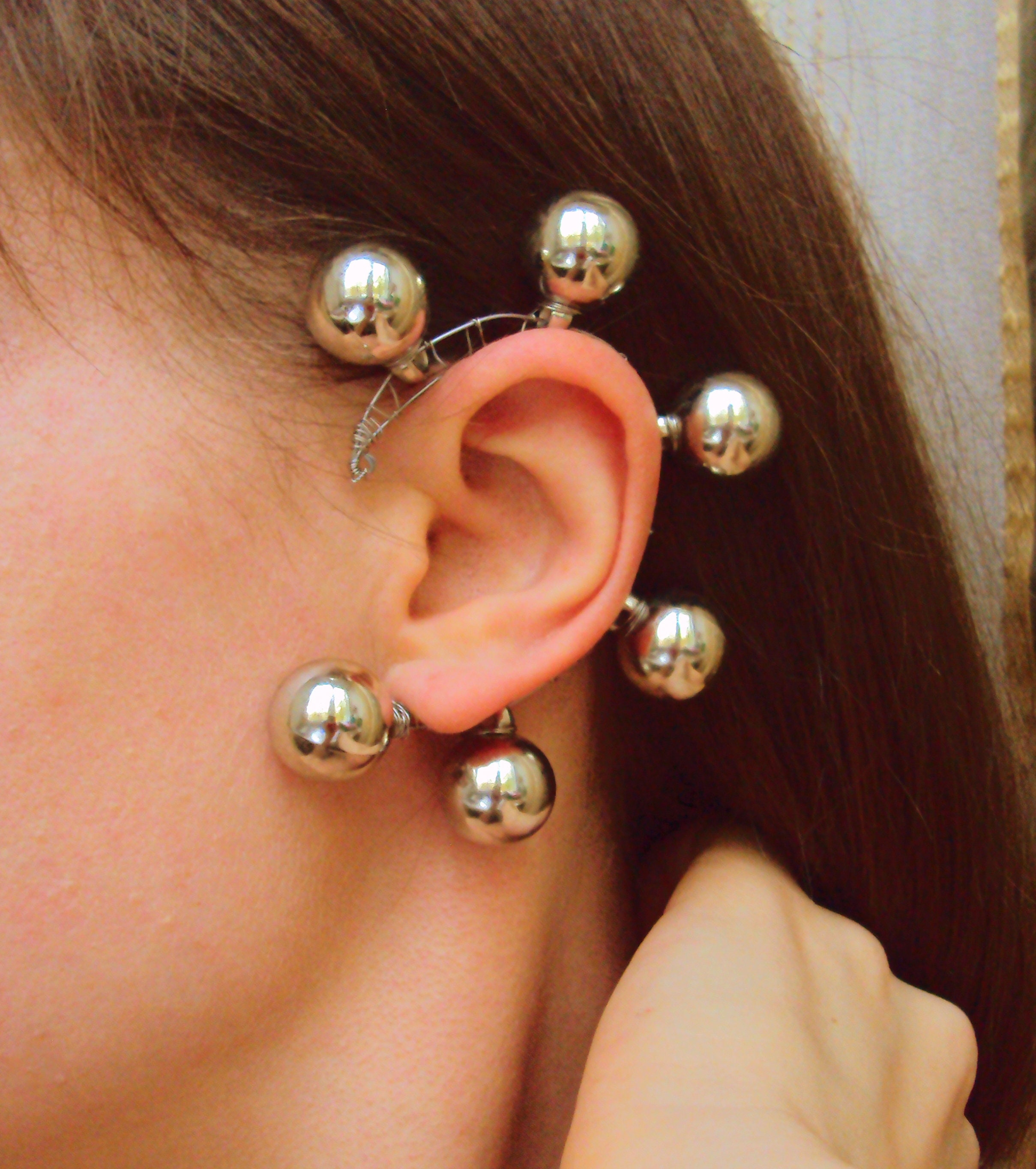 ピアス [MIDNIGHT MOMENT] popping ball earring - silver nogu-nogu-galaxy-glass-