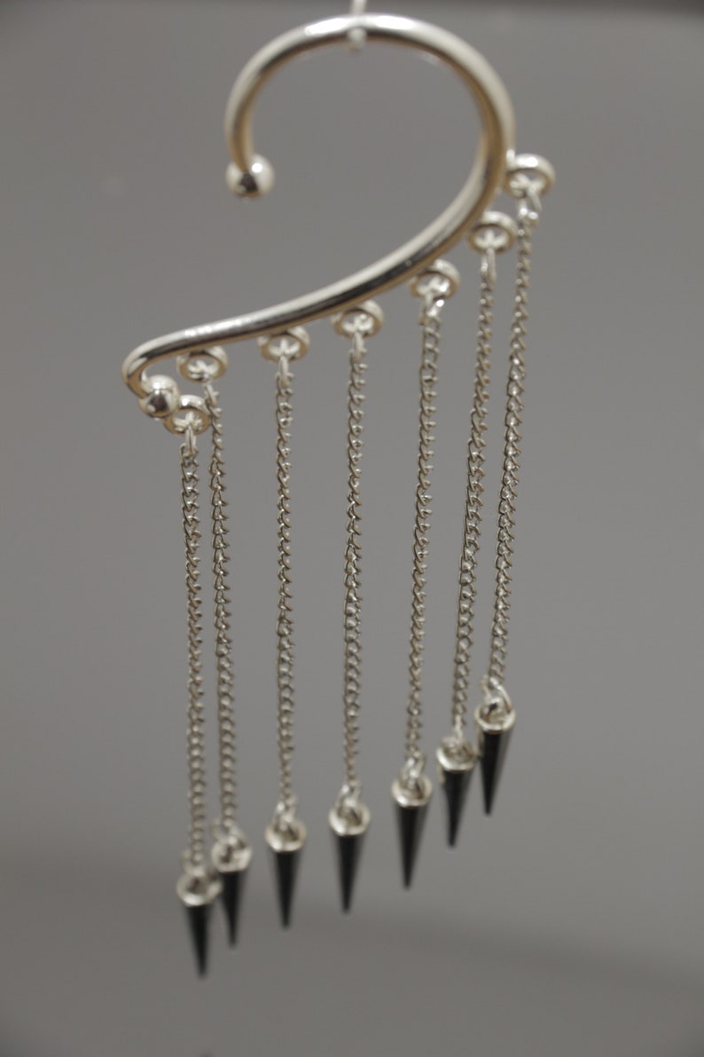 Spike Chain Ear Cuff Non Pierced Earrings Long Chain Ear Cuffs Etsy