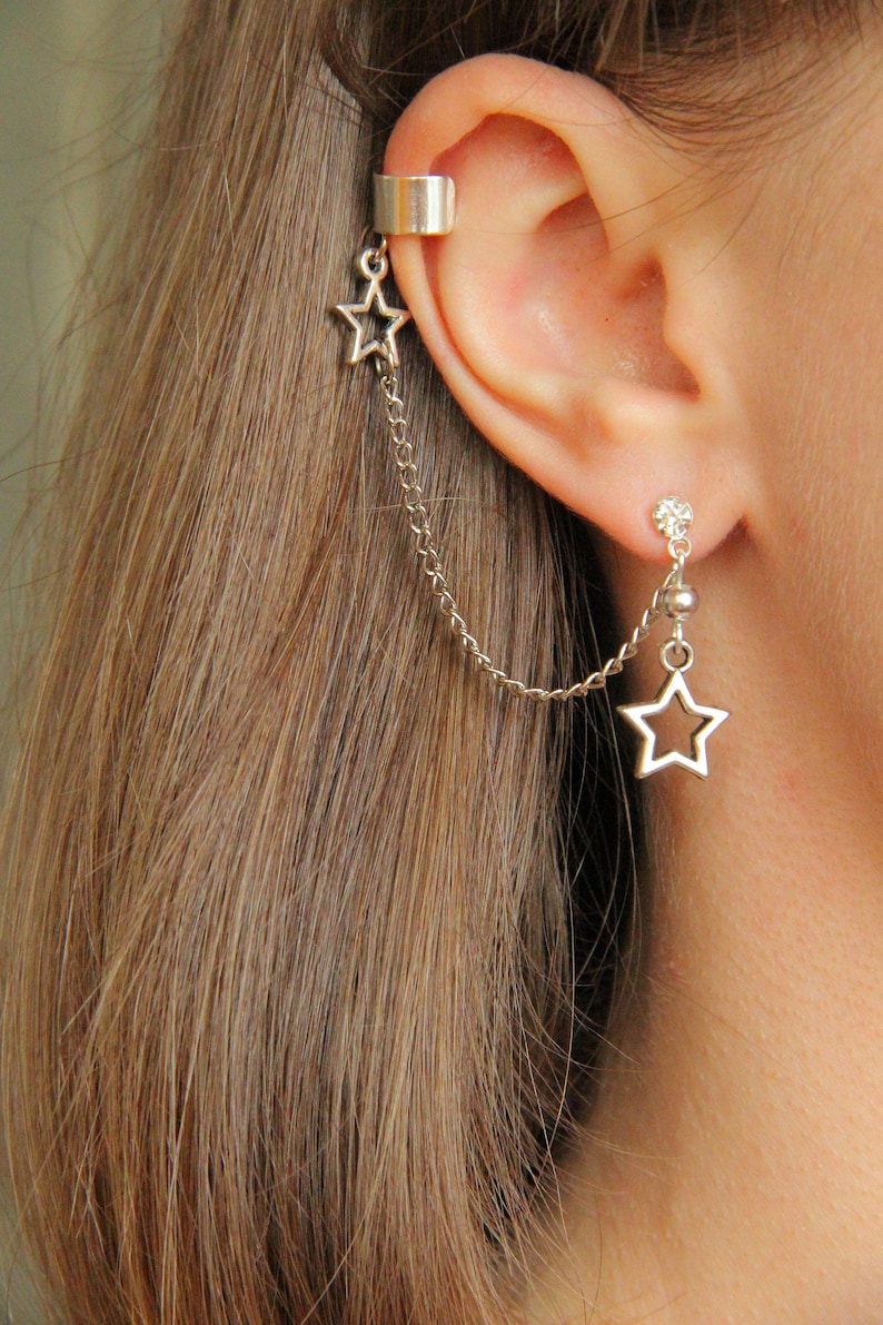 Star Ear Cuff Earrings Dangle Non Pierced Fake Ear Cuffs Etsy UK