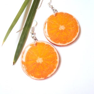 Orange Tranche Boucles d’oreilles Fruit Polymère Argile Époxy Résine Bijoux Brillants Cadeau Noël Foodie Tropical Bijoux Clémentine mandarine