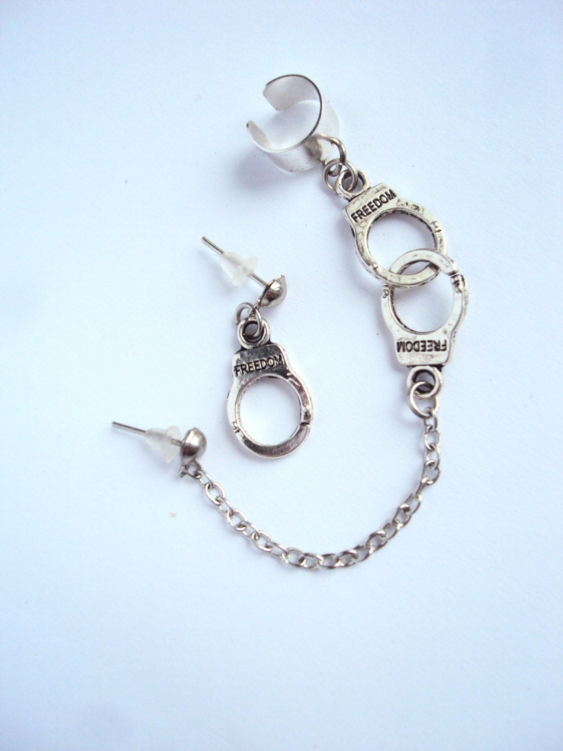 Handcuff ear cuff earrings Gangsta studs for women Fake Etsy