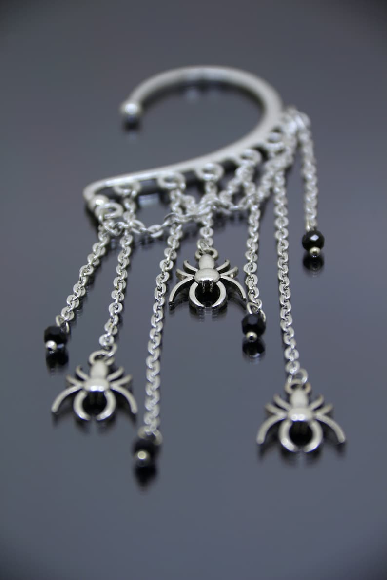 Spider Ear Cuff Silver Cuff Earrings No Piercing Jewelry Etsy