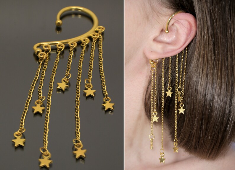 Star Ear Cuff Silver Ear cuffs Earrings No Piercing Fake Etsy
