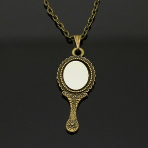 Mirror necklace, Hand real view mini mirror, Fairytale gift for women, Bronze magic miniature mirror pendant, Unusual jewelry Valentine gift image 10