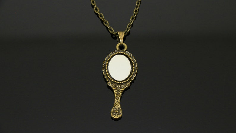Mirror necklace, Hand real view mini mirror, Fairytale gift for women, Bronze magic miniature mirror pendant, Unusual jewelry Valentine gift image 10