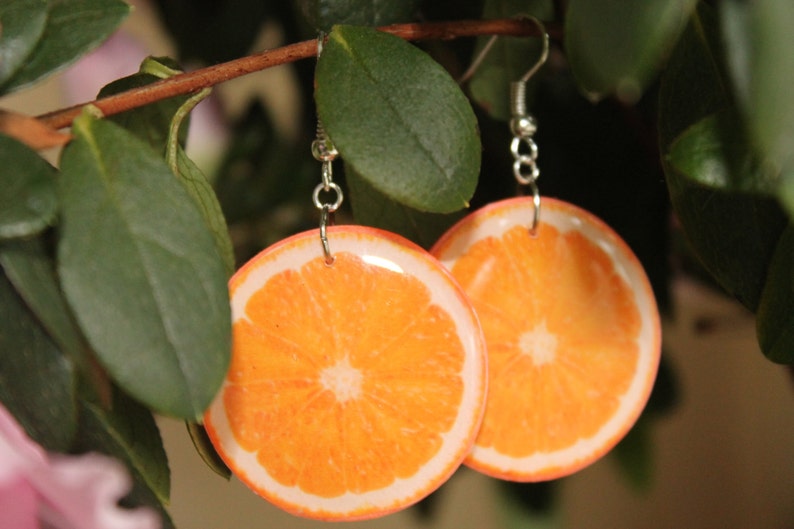Orange Slice Earrings Fruit Polymer Clay Epoxy Resin Bright Etsy