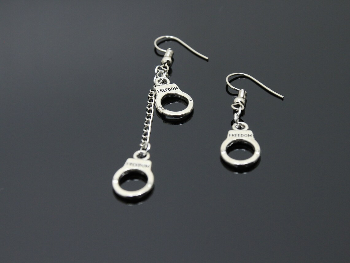 Handcuff Earrings Cop Mismatched Earrings Hand cuff Gangsta Etsy