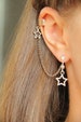 Star ear cuff earrings, Dangle non pierced fake ear cuffs, Stars wrap earrings, Shooting stars faux cartilage earring for women gift idea 