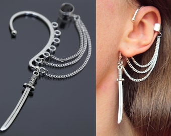Kraken - The Nevermore Gothic Ear-wrap Ear-cuff Silver