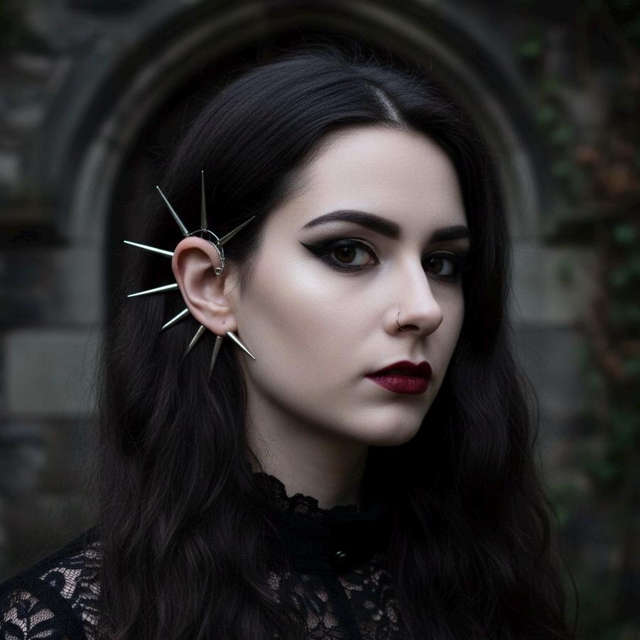 Spiked Ear Cuff Large Punk Rock Ear Wrap Tribal Jewelry Iroquois