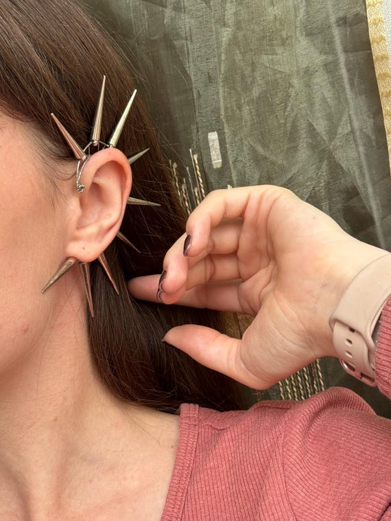 Spiked Ear Cuff Large Punk Rock Ear Wrap Tribal Jewelry Iroquois
