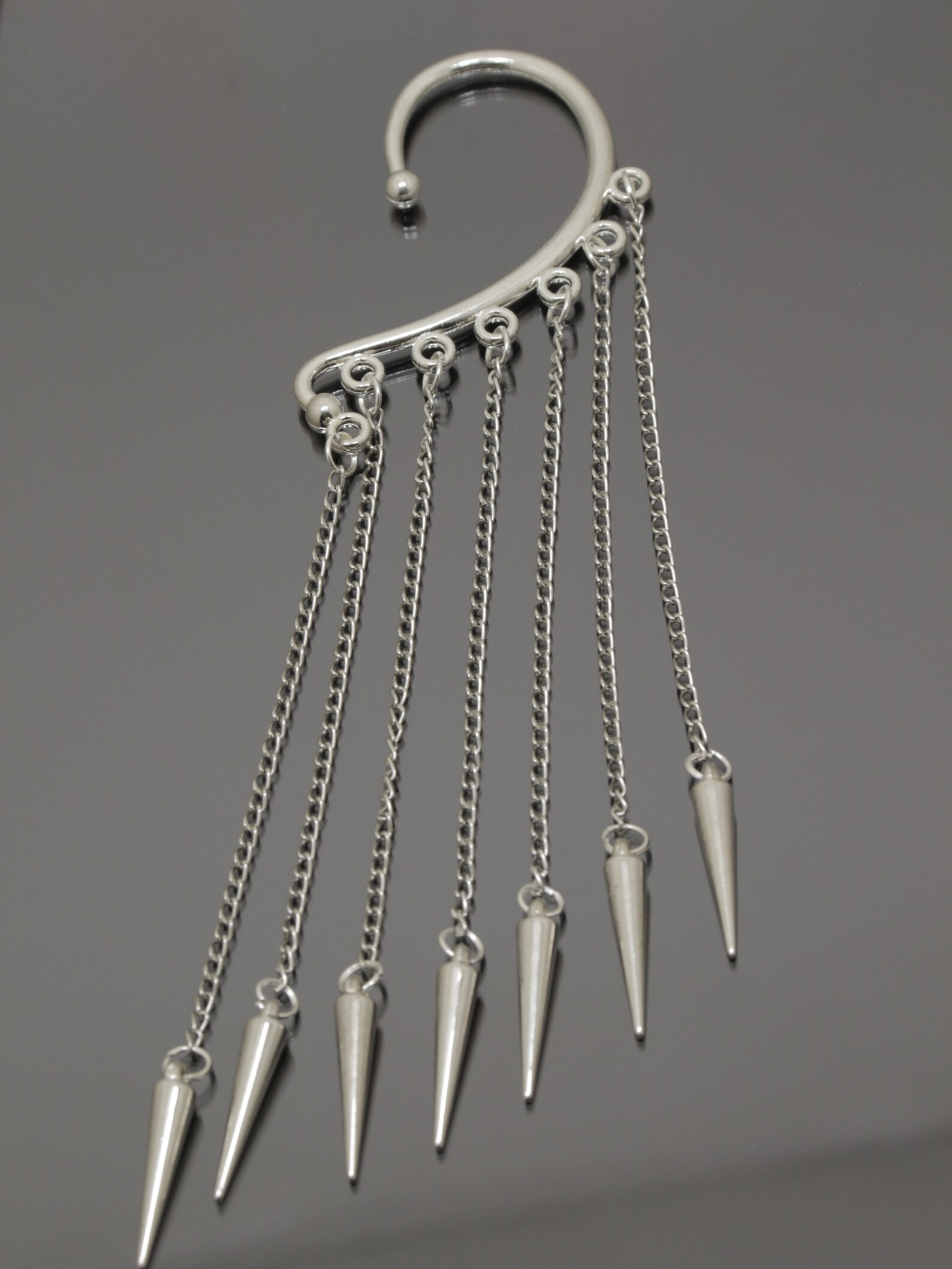 Spike Chain Ear Cuff Non Pierced Earrings Long Chain Ear Cuffs Etsy