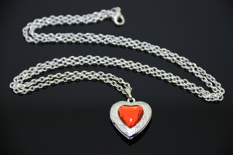 Red heart locket for women Custom photo locket necklace Etsy