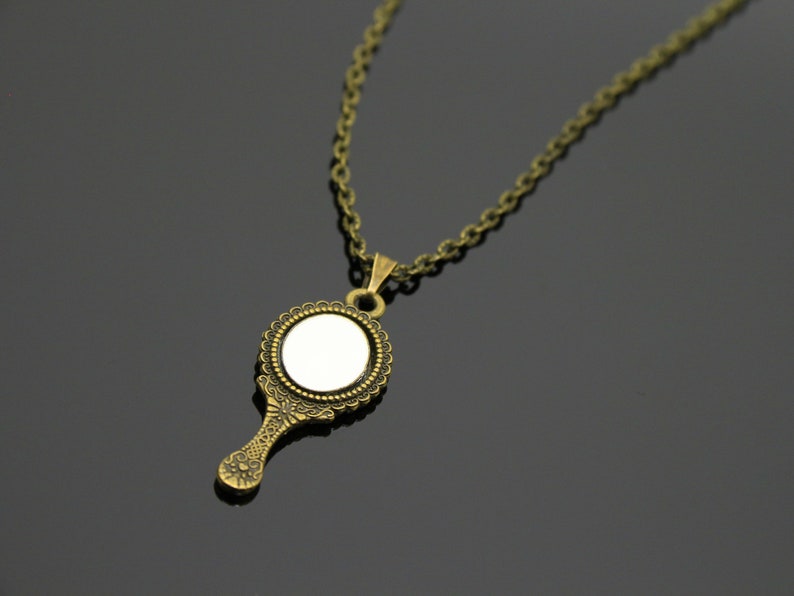 Mirror necklace, Hand real view mini mirror, Fairytale gift for women, Bronze magic miniature mirror pendant, Unusual jewelry Valentine gift image 7