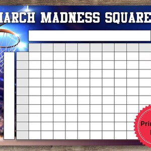 Printable March Madness Squares Instant Download NCAA | Etsy