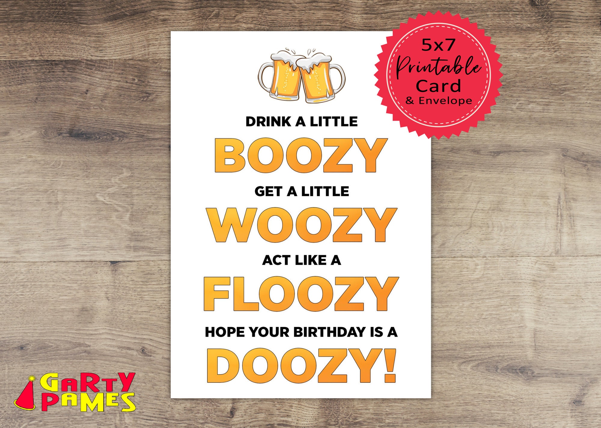 Beer Birthday Card - Funny Printable Greeting - Instant PDF Download ...