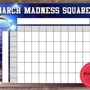 Printable March Madness Squares Instant Download NCAA | Etsy