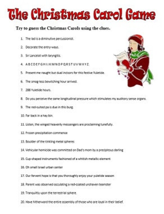 Guess The Christmas Carol Printable PDF Game Instant Etsy Canada