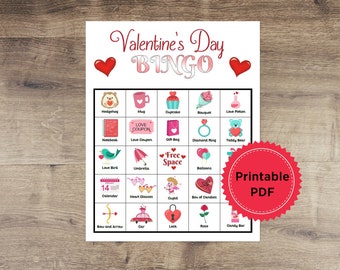 30 Printable Valentine's Day Bingo Cards - School Party Game - Instant PDF Download, Digital File, print at home