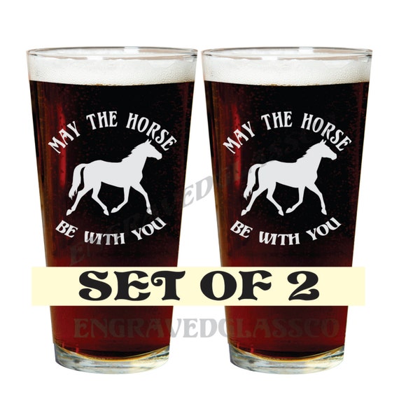 Horse Beer Glasses Set Of 2 Engraved Pint Gift Birthday Engrave Father
