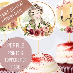Die Schöne und das Biest Cupcake Toppers: Belle, Rosen