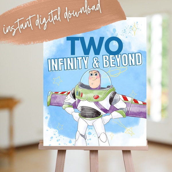 Toy Story Welcome Poster, Buzz Lightyear Birthday Sign, Two Infinity and Beyond, Space Ranger Welcome Sign