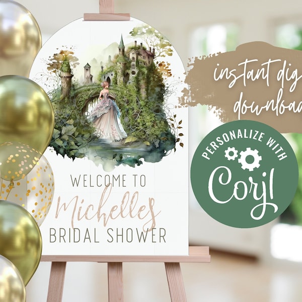 Fantasy Bridal Shower Welcome Sign, Fairytale Bride Poster, Medieval, Middle Earth Wedding