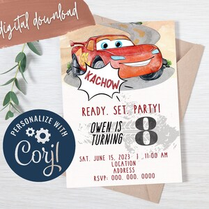 Cars Birthday Invitation: Lightning McQueen Racing Party (Digital Download)