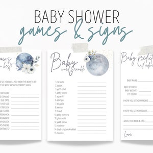 Love You to the Moon Baby Shower, Floral Moon Games & Signs Bundle, Watercolor Moon and Back, INSTANT DOWNLOAD
