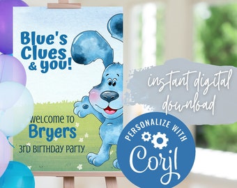 Blues Clues & You Welcome Sign, Blue Dog Welcome Poster, Baby and Toddler Birthday Party