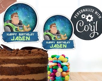 Lightyear Cake Topper, Buzz Lightyear and Sox Centerpiece, Space Birthday Party