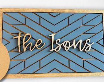 Family Name Home Decor, Wood Quilt Pattern, Last Name Frame, Custom Wall Art