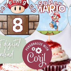 Super Mario Birthday Cupcake Topper, Luigi Yoshi Centerpieces, Gaming Party Cake Topper