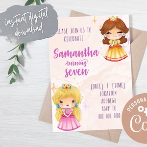Princess Peach Birthday Invitation: Super Mario (Digital Download)