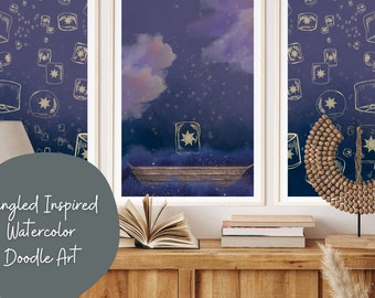 Rapunzel Lanterns Line Art Print Set: Tangled Nursery Decor (Digital Prints)