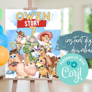 Toy Story Birthday Welcome Sign: Woody, Buzz, Jessie (Digital Download)