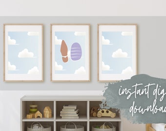 Láminas de Toy Story para habitación infantil: Woody y Buzz, set de 3 (descarga digital)