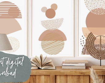 Abstract Neutral Hidden Mickey Print: Boho Home Decor (Digital Download)