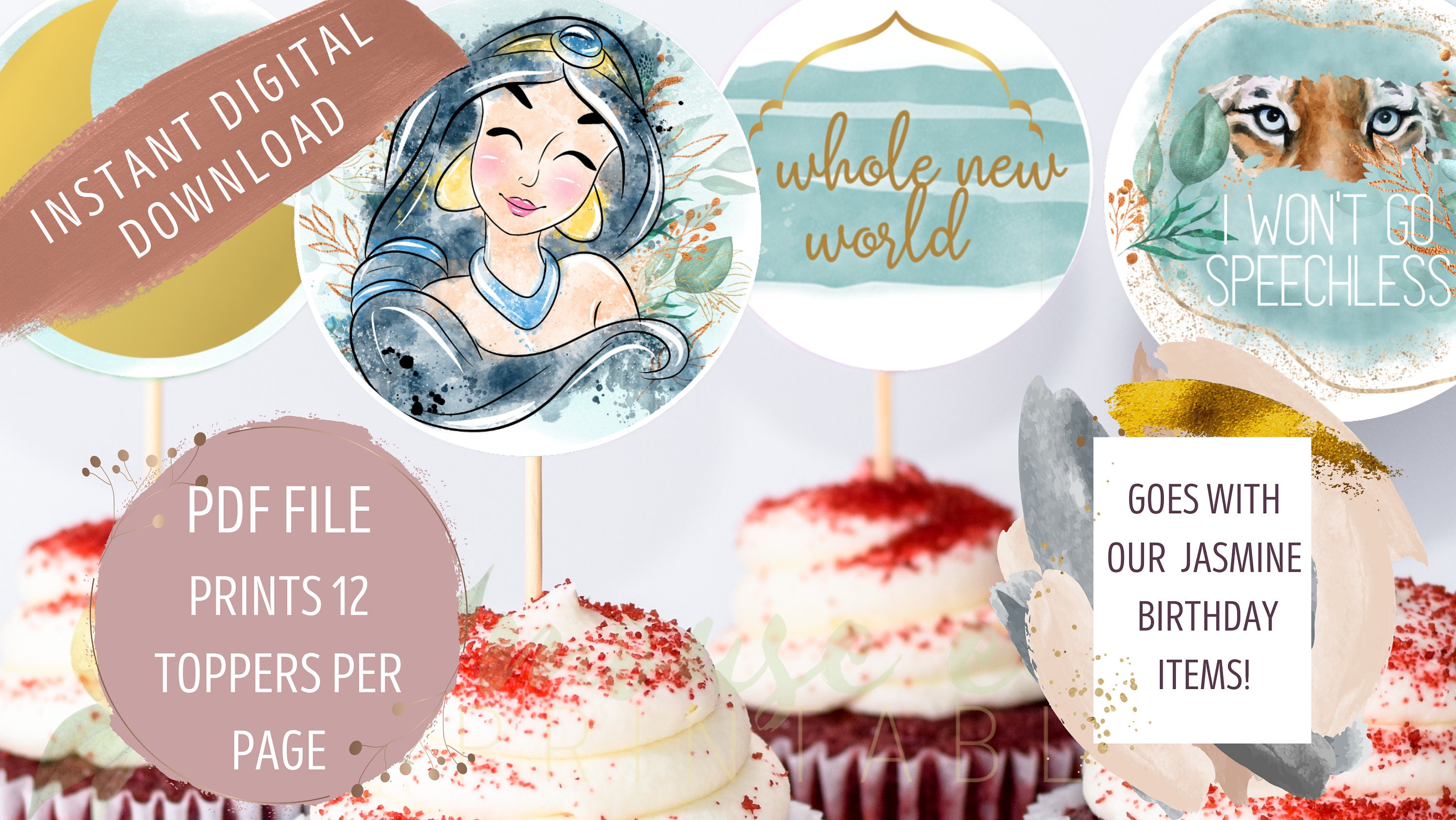 JASMINE - Edible Cake OR Cupcake Topper – Edible Prints On Cake (EPoC)