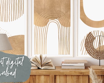 Golden Abstract Art Print: Hidden Mickey Home Decor (Digital Download)
