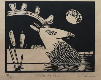 Bathing Elk