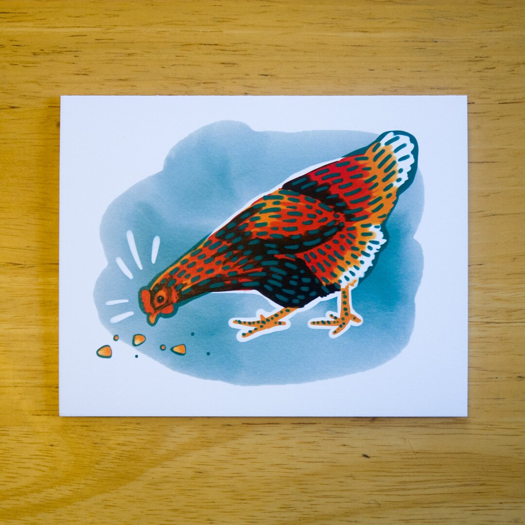 Chicken Scratch Farmyard Notecard - Etsy