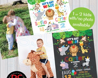 Safari Birthday Invitation , Jungle Birthday Party , Zoo Party Animal Birthday Invitation, Safari invite, Jungle Party Animal invitation