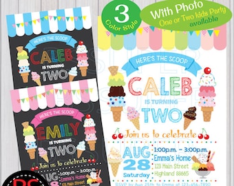 Ice Cream Invitation, Ice Cream Party Invitation, Ice Cream Birthday Invitation, Summer Party Invitation