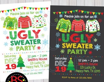 Ugly christmas sweater invitations, Christmas Invitations, Ugly Sweater Christmas Party Invitation, Ugly Sweater Party Invite