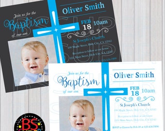 Baptism Invitaiton Boy, Christening Invitation, Boy Communion Invitation, Cross Invite, Baby Dedication, Religious Invite, First Communion