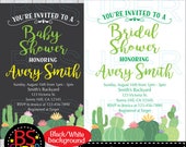Cactus Invitation, Cactus Baby Shower Invitation, Cactus Bridal Shower invite, Cactus Wreath invitation, Succulent invite