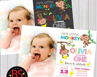 Monkey Birthday Invitation , Monkey Birthday Party , Monkey Invitation, Monkey party invite